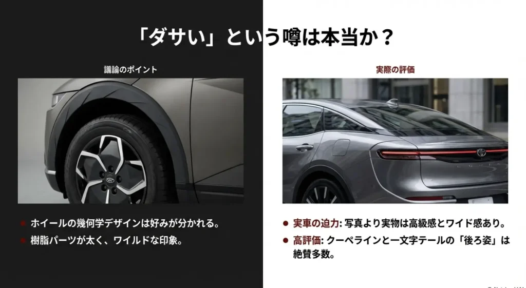 フロンクスの外観デザイン評価。ホイールや樹脂パーツの賛否と、高評価な後ろ姿のクーペラインを解説