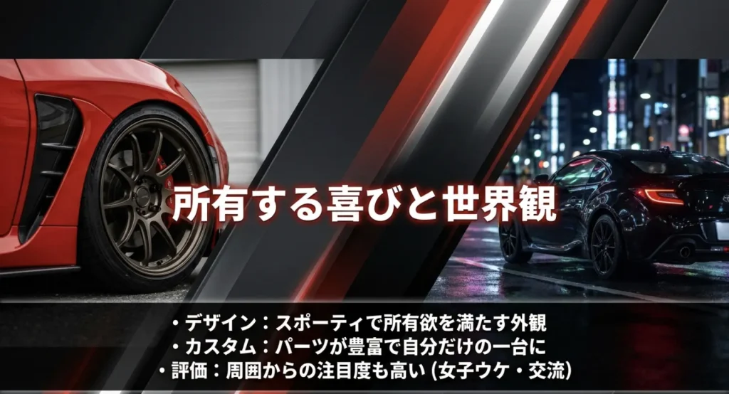 所有する喜びと世界観 GR86を所有する喜び。デザイン、カスタム、周囲からの評価について