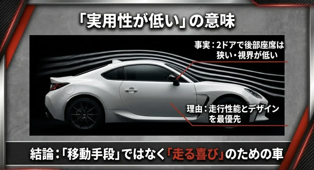 「実用性が低い」の意味と理由 GR86の実用性が低いと言われる理由と、それを上回る走る喜びについて