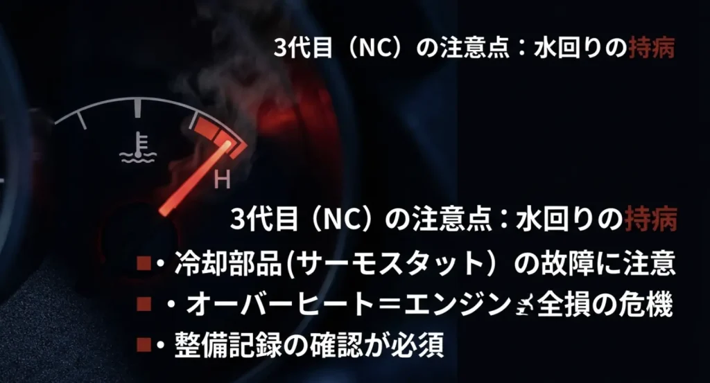 3代目NCロードスターの持病：サーモスタット故障によるオーバーヒートとエンジン全損のリスク
