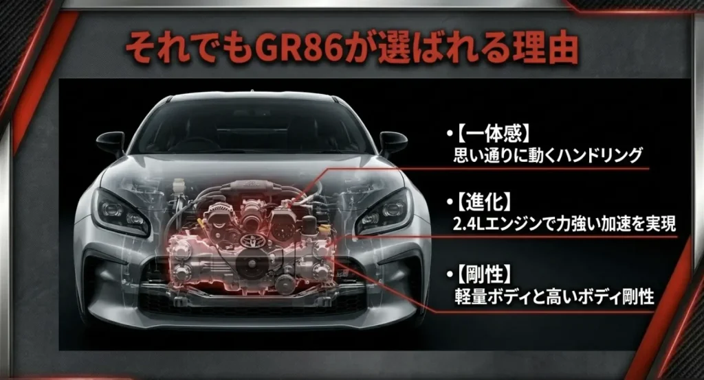 それでもGR86が選ばれる理由 それでもGR86が選ばれる3つの理由(一体感・進化・剛性)