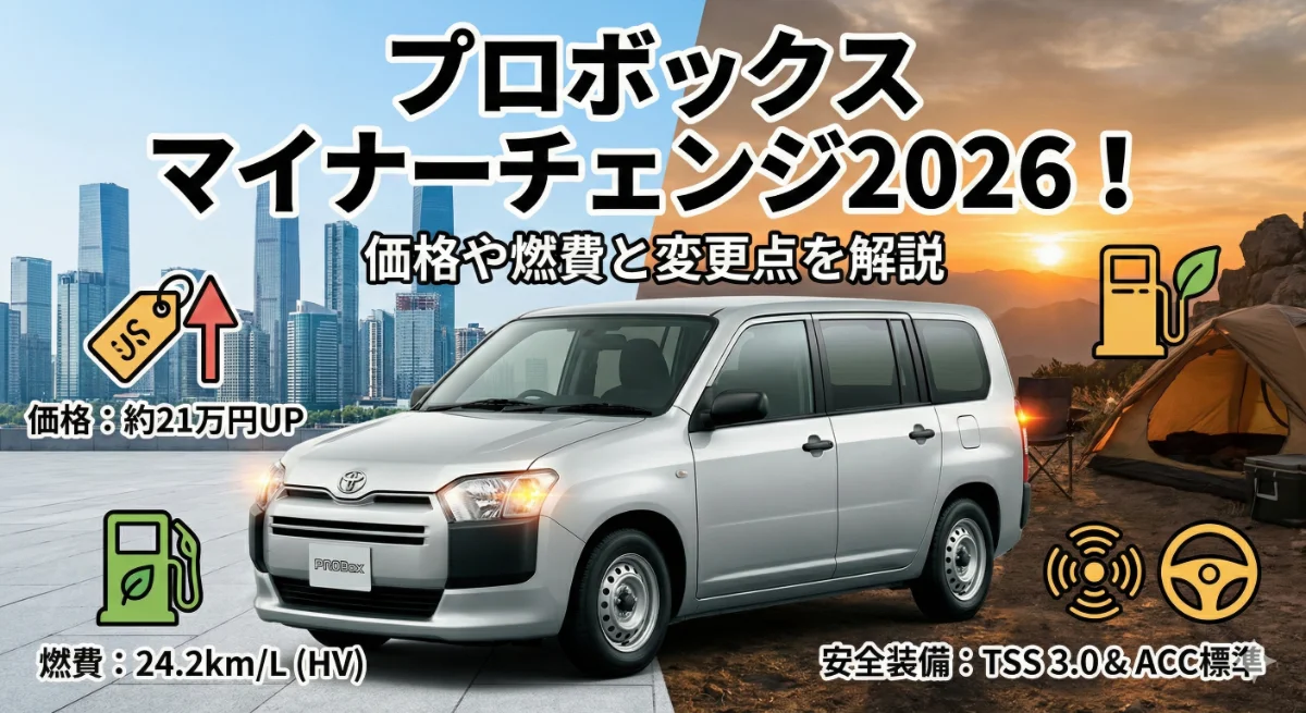 プロボックス マイナーチェンジ2026！価格や燃費と変更点を解説