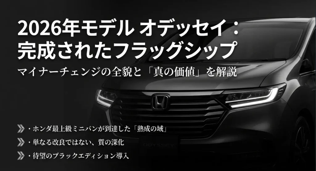 2026年モデル新型オデッセイ。マイナーチェンジの全貌と真の価値、ブラックエディション導入について。