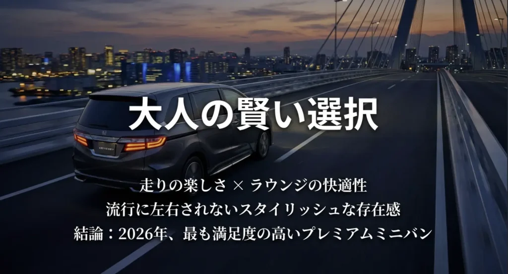 大人の賢い選択。走りの楽しさとラウンジの快適性を両立した、満足度の高いプレミアムミニバンとしての結論。