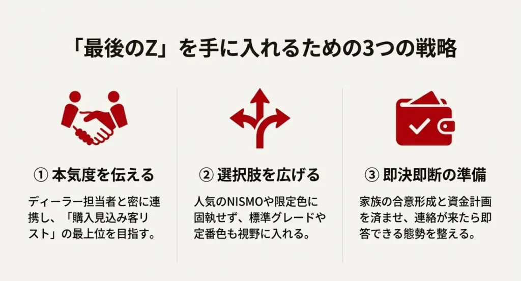 「最後のZ」を手に入れるための3つの戦略 フェアレディZを購入するための戦略:ディーラーとの連携、選択肢の拡大、即決の準備