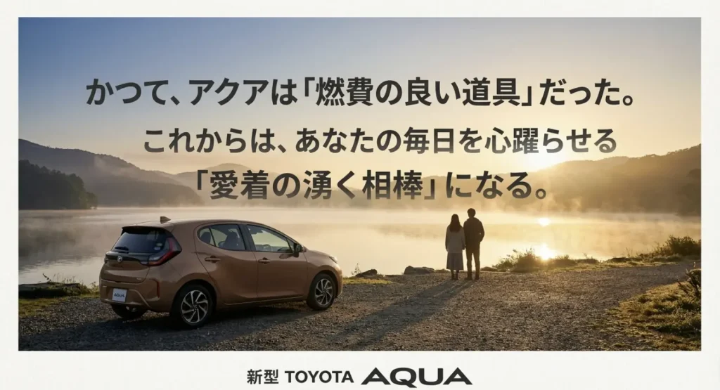 燃費の良い道具から愛着の湧く相棒へ進化した新型アクアのブランドメッセージ